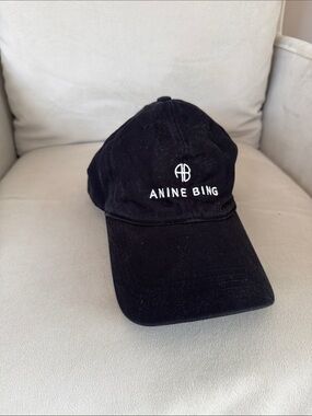 Anine Bing Black Cap with White Logo